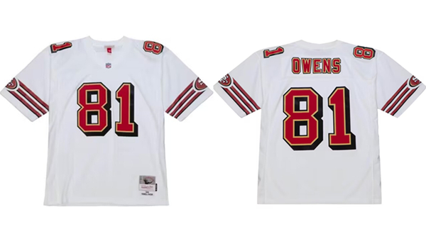 Men's San Francisco 49ers #81 Terrell Owens White 1996 Football Stitched Jersey Men's San Francisco 49ers #81 Terrell Owens White 1996 Football Stitched Jersey